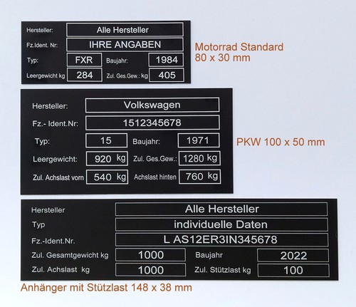 Aufkleber alu typenschild - alu,